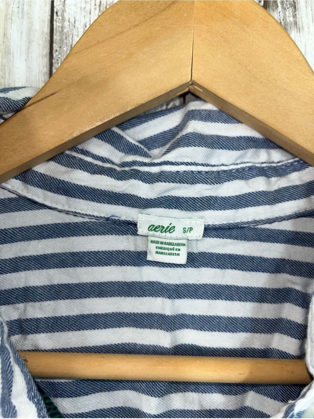 Aerie Patchwork Plaid Button Down Shirt Small Blue Green Mixed Print Oversized T - Picture 5 of 6